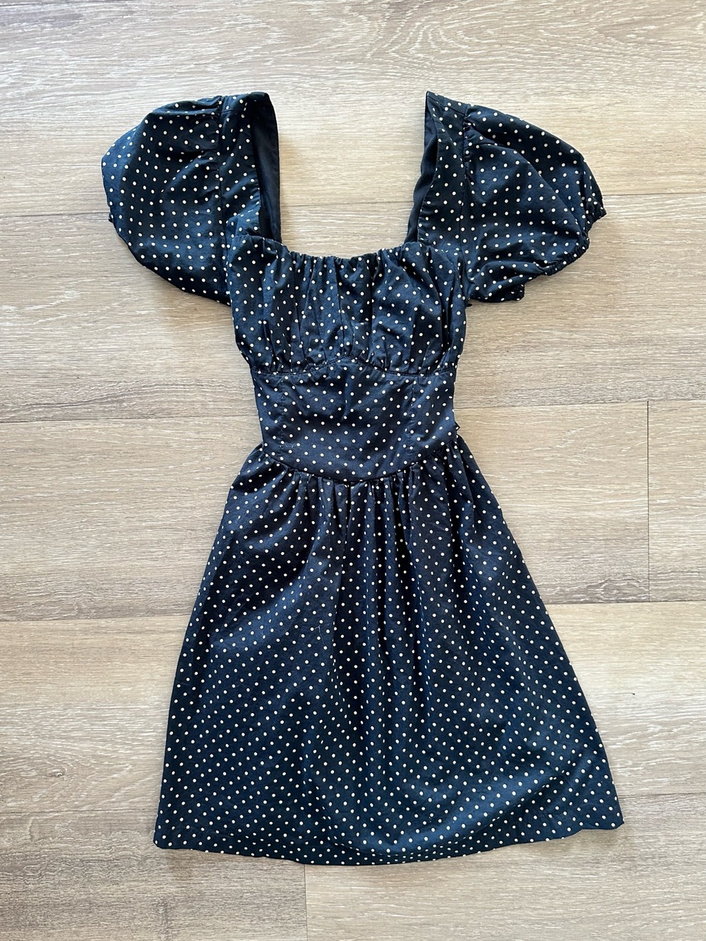Vici Black Mini Dress with White Polka Dots